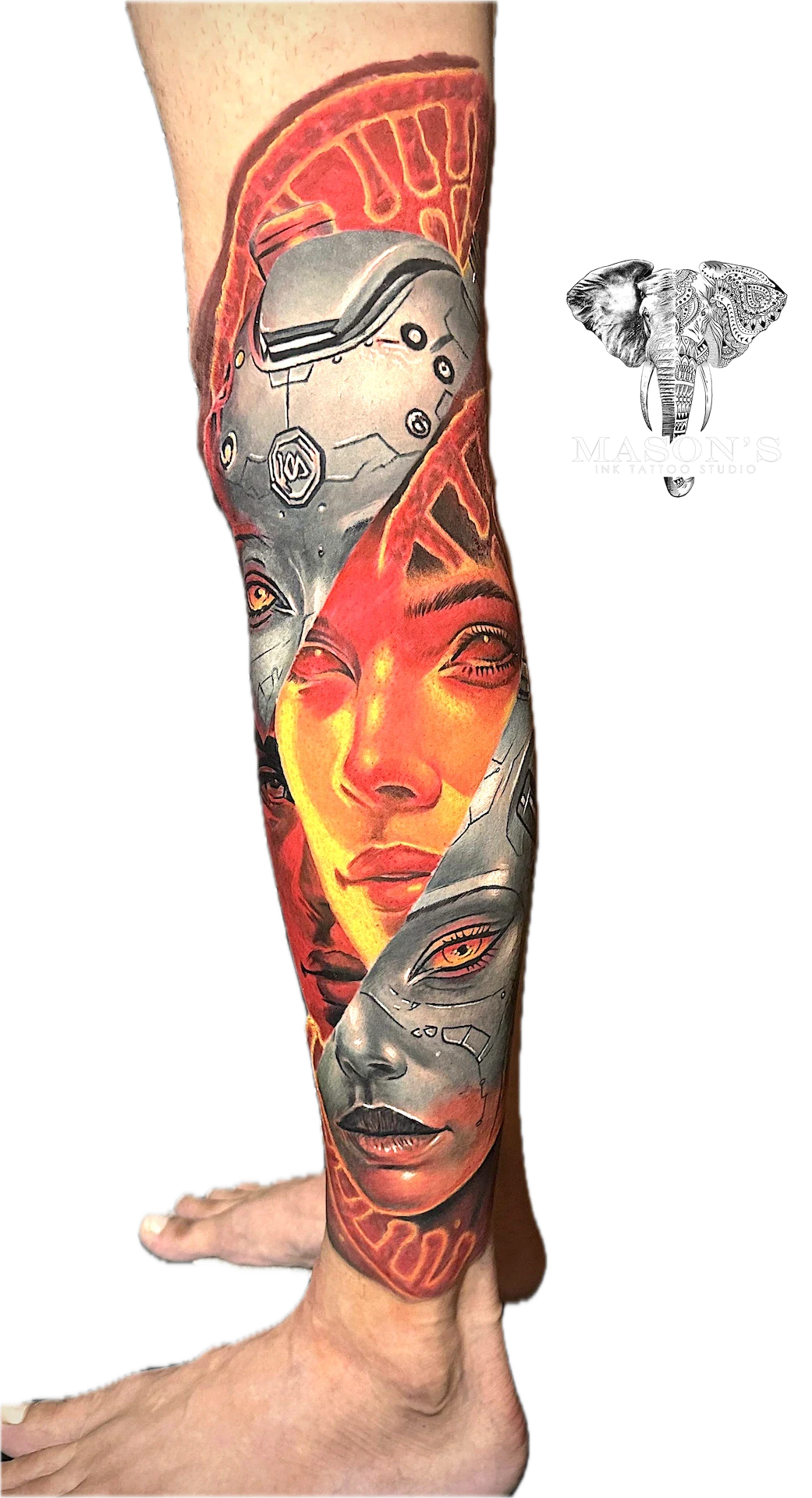 Color, Realism, Cyborg tattoo by Dian at Mason's Ink Tattoo Studio, Bali