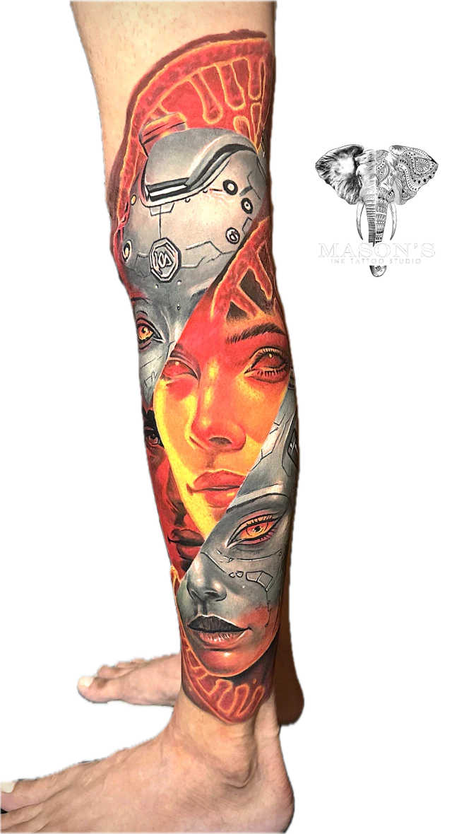 Color, Realism, Cyborg tattoo by Dian at Mason's Ink Tattoo Studio, Bali