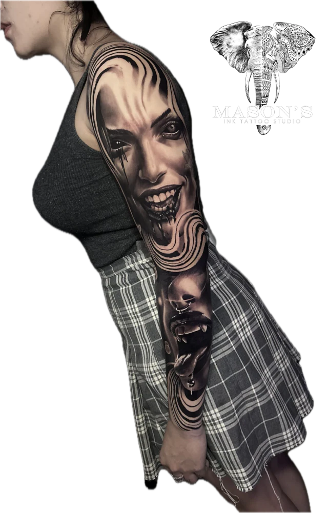 Realism Woman Face tattoo by Dian at Mason's Ink Tattoo Studio, Bali