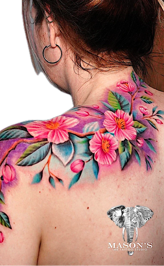 Beauty Floral Color tattoo by Mason's Ink Tattoo Studio, Bali