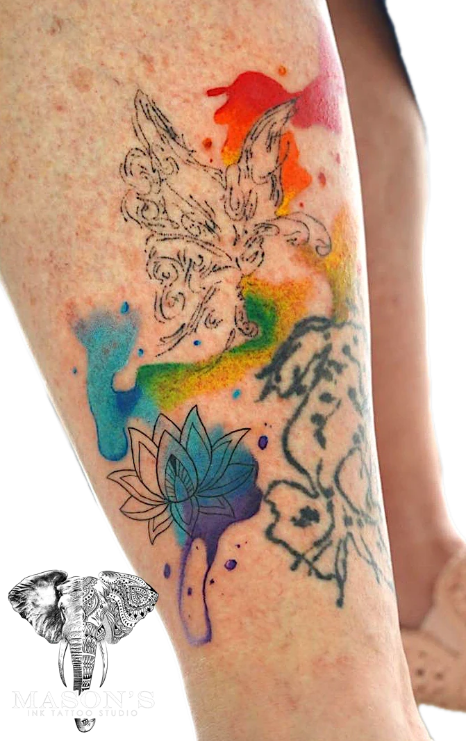 Abstract with Flower tattoo by Mason's Ink Tattoo Studio, Bali
