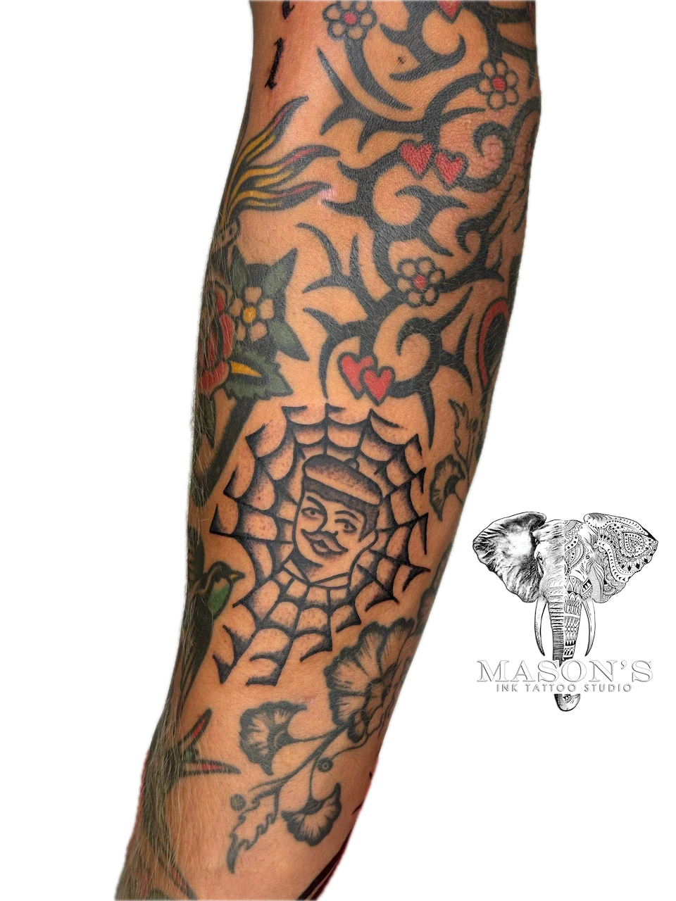 Traditional Spider Web Face Tattoo Design - American Traditional tattoo by Mason's Ink Tattoo Studio, Bali