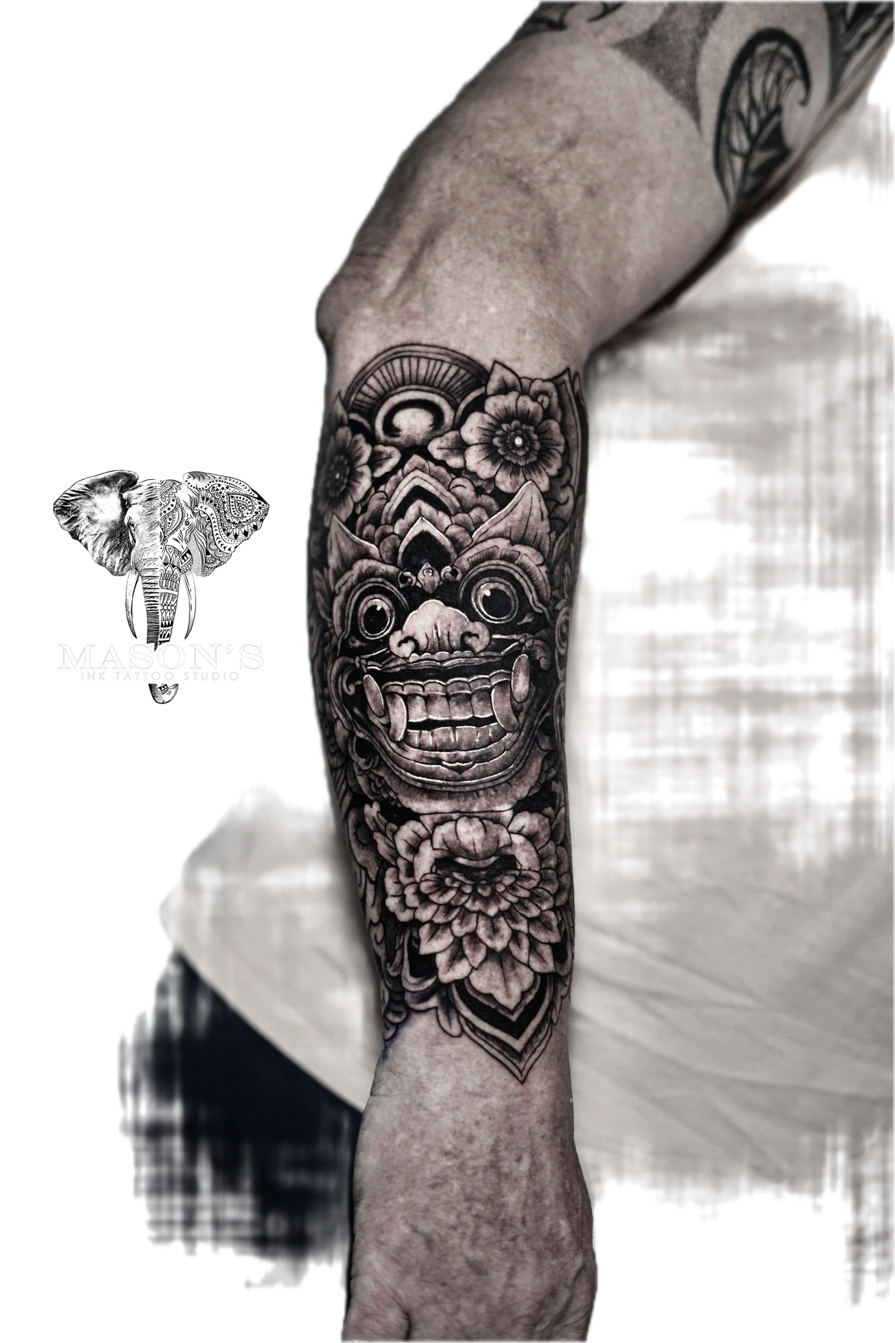 Barong on hand Tattoo by Mason's Ink Tattoo Studio, Bali