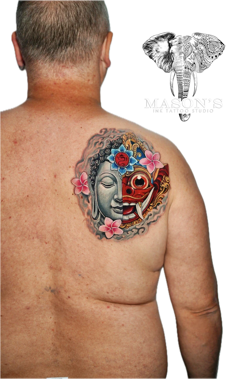 Color Realism Barong Tattoo Design by Mason's Ink Tattoo Studio, Bali