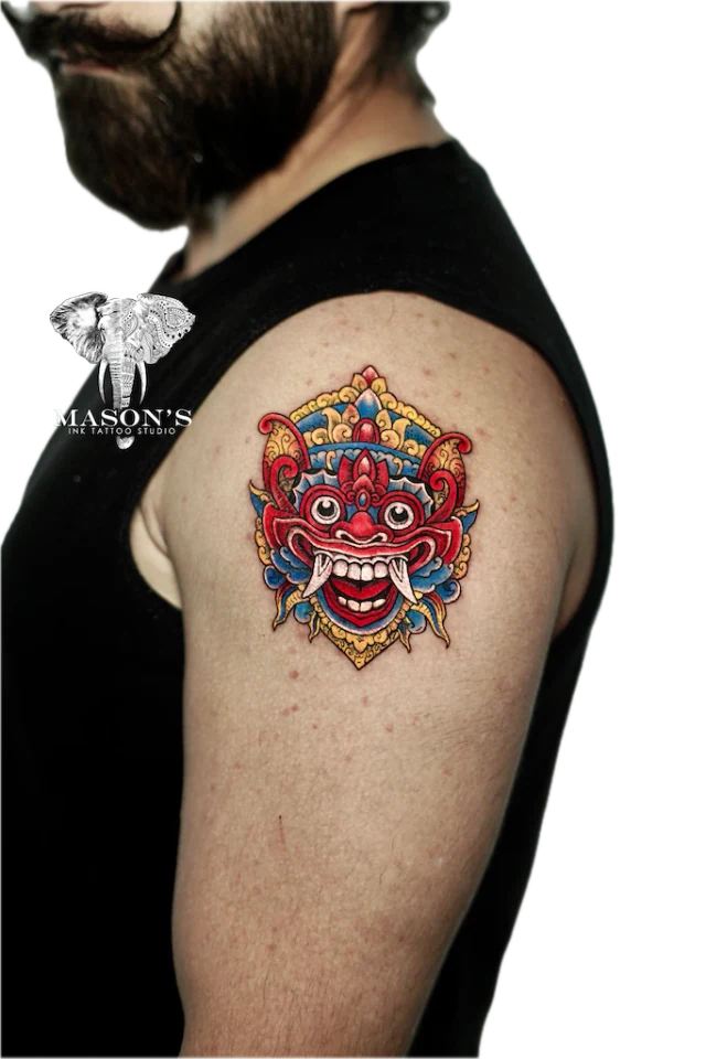 Colorful Barong Tattoo Design - Barong tattoo by Mason's Ink Tattoo Studio, Bali