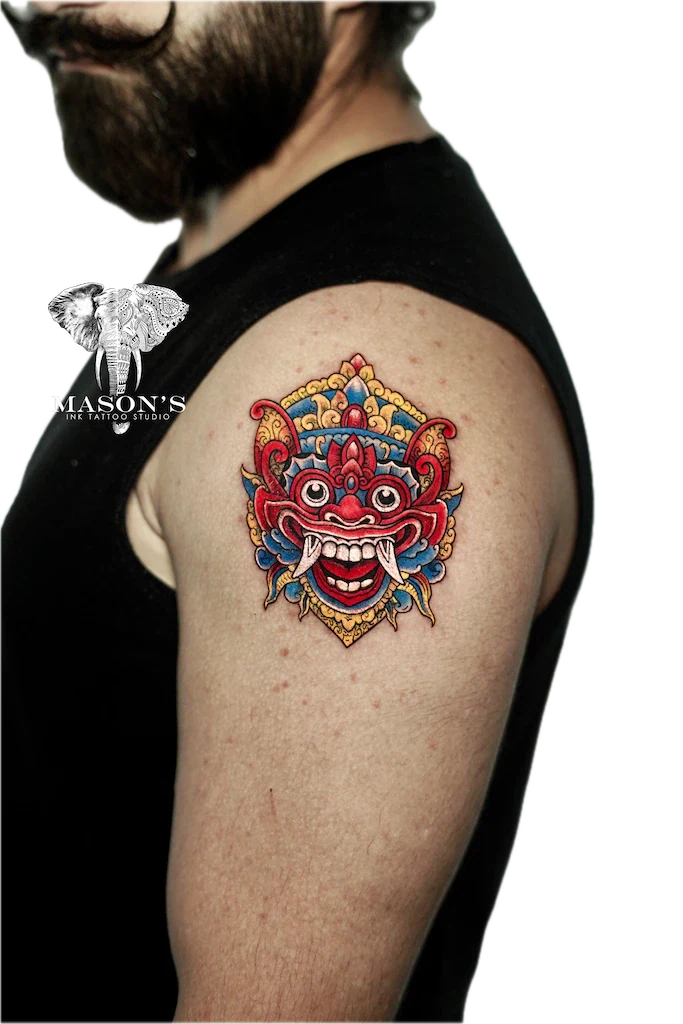 Colorful Barong Tattoo Design - Barong tattoo by Mason's Ink Tattoo Studio, Bali