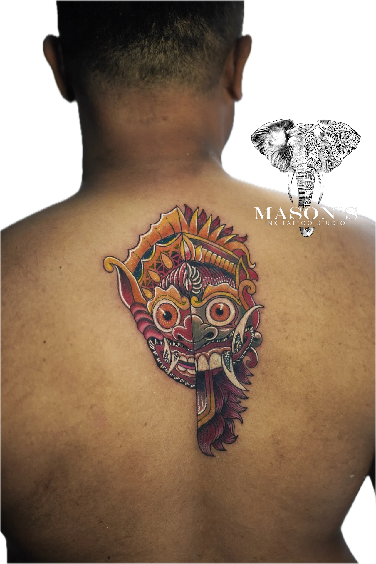 Rangde barong tattoo by Mason's Ink Tattoo Studio, Bali