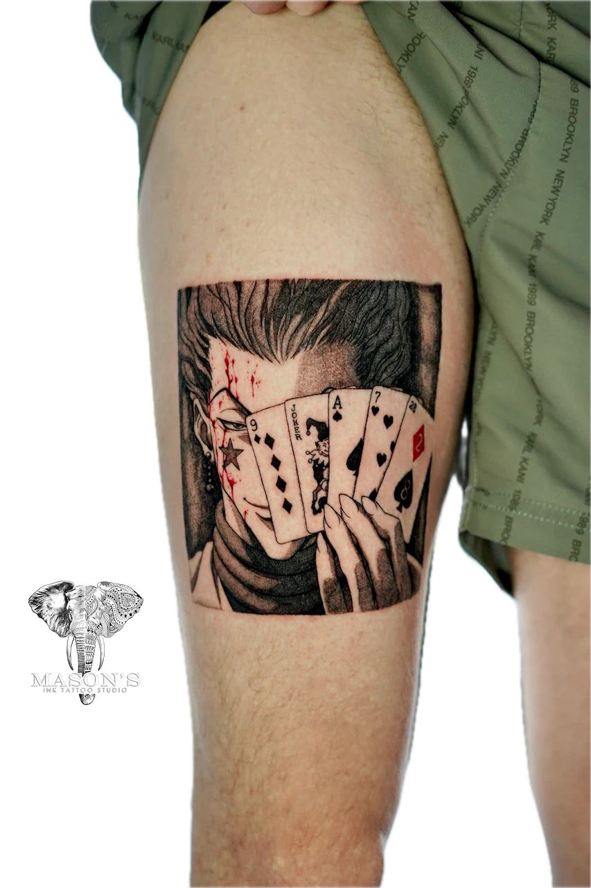 Black and Grey Anime Tattoo Design - Black & Grey tattoo by Mason's Ink Tattoo Studio, Bali