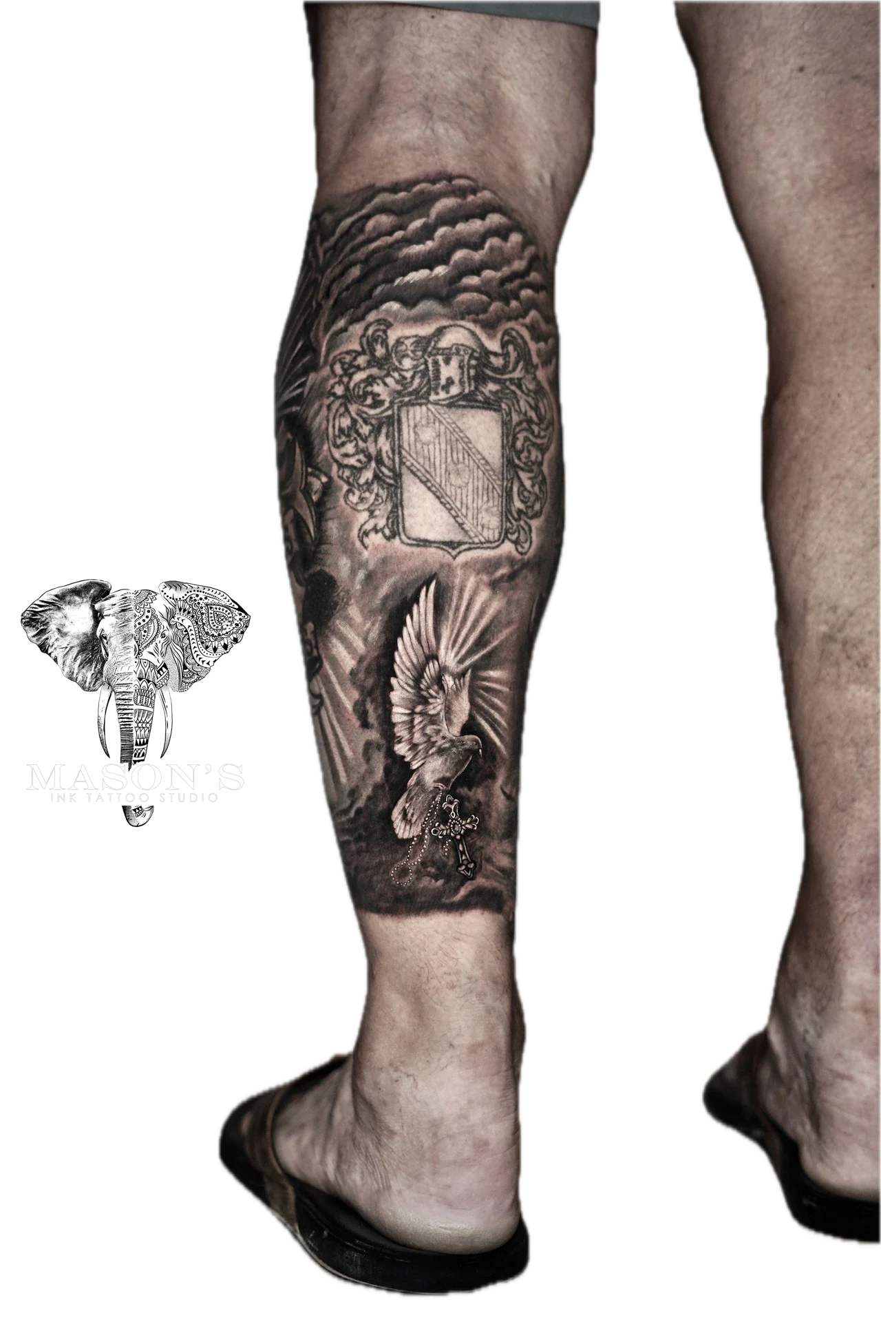 Black and Grey Bird Tattoo by Mason's Ink Tattoo Studio, Bali