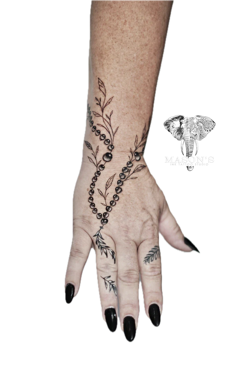Black and Grey Bracelet Tattoo Design by Mason's Ink Tattoo Studio, Bali