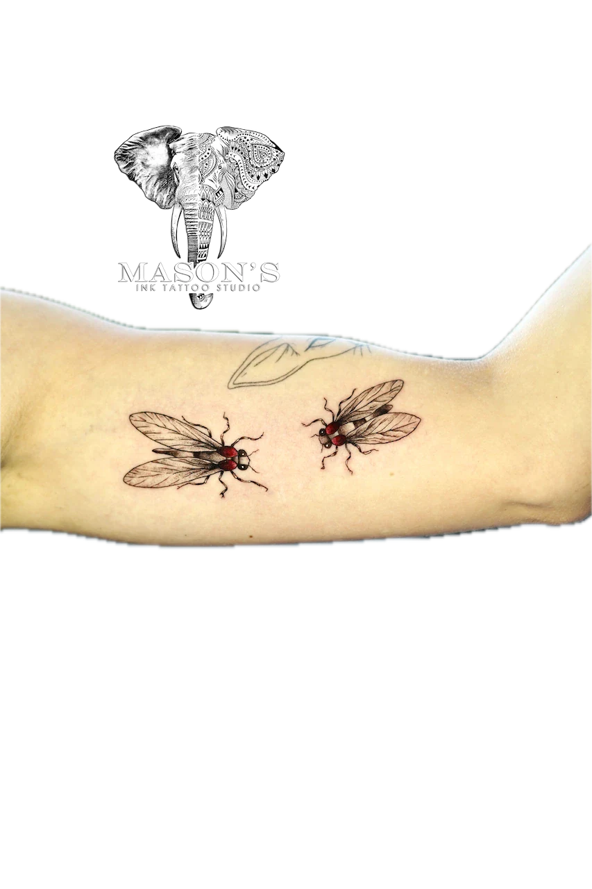 Black and Grey Fly Tattoo Design - Black & Grey tattoo by Mason's Ink Tattoo Studio, Bali