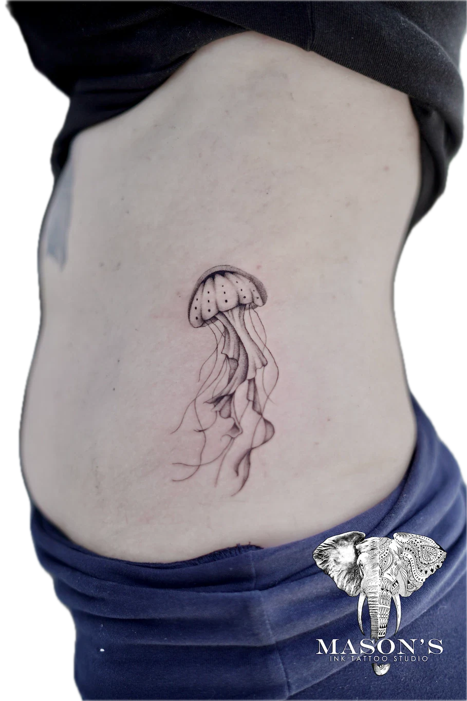 Black and Grey Jellyfish Tattoo Design - Black & Grey tattoo by Mason's Ink Tattoo Studio, Bali