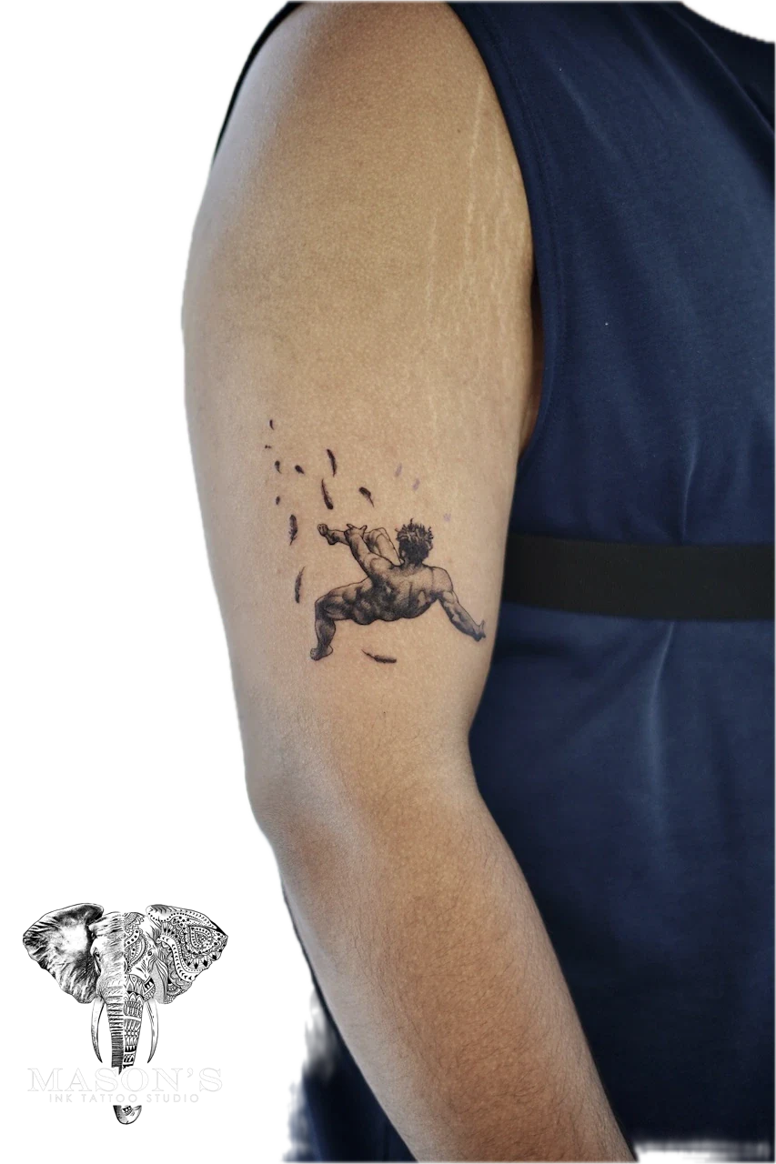 Black and Grey Realism Angel Tattoo Design by Mason's Ink Tattoo Studio, Bali