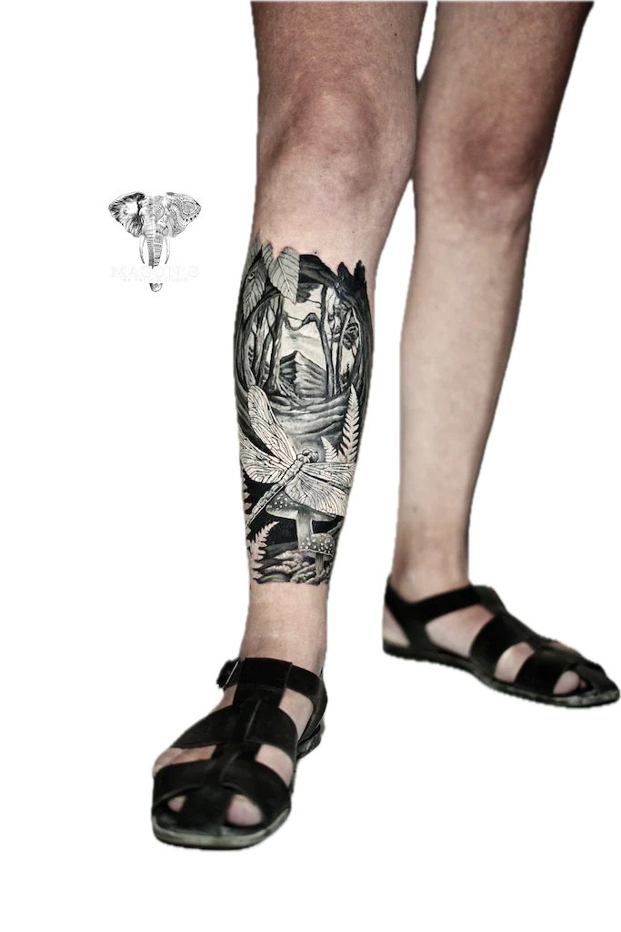 Black and Grey Realism Dragonfly Tattoo Design - Black & Grey tattoo by Mason's Ink Tattoo Studio, Bali