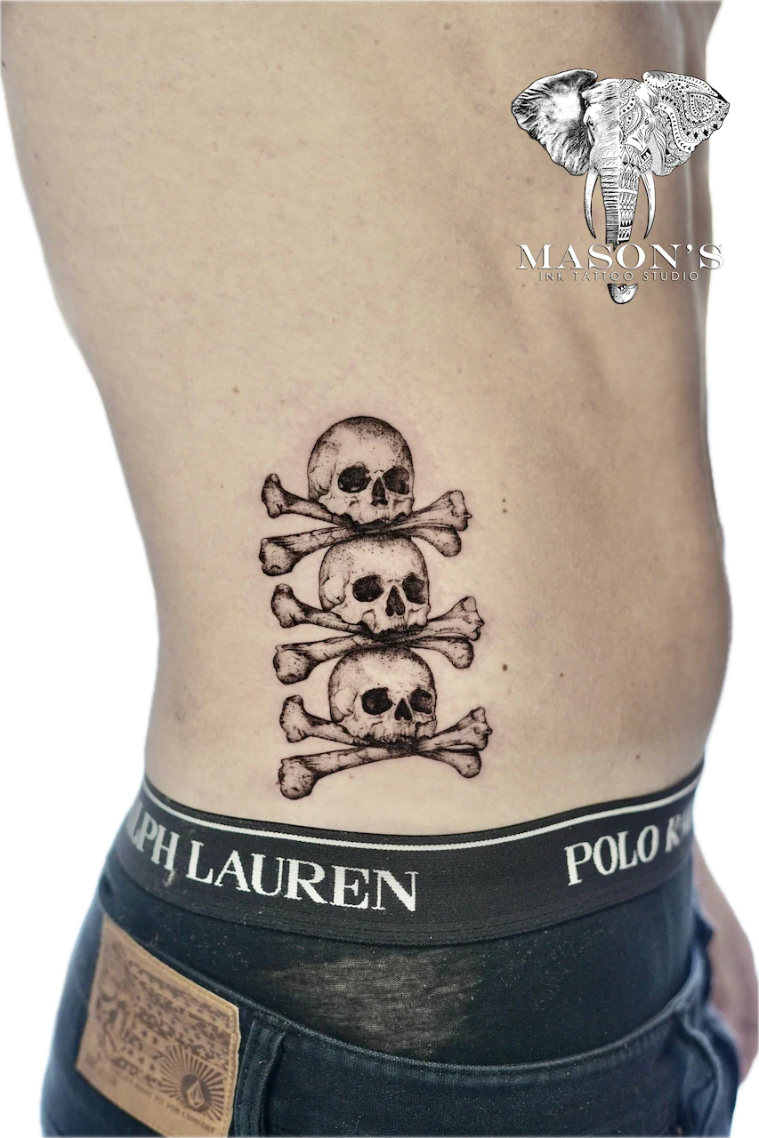 Black and Grey Skull Tattoo Design - Black & Grey tattoo by Mason's Ink Tattoo Studio, Bali