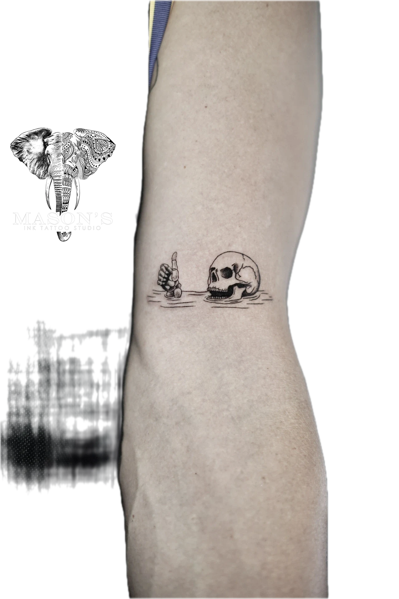 Black and Grey Tattoo Drawning Death Skull by Mason's Ink Tattoo Studio, Bali