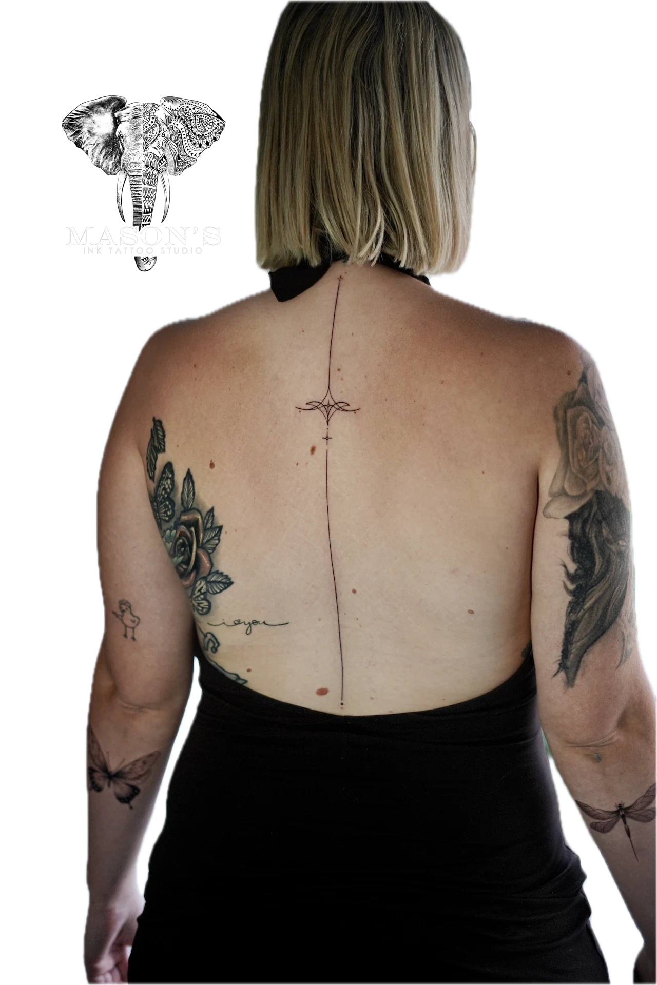 Black and Grey Tattoo from Top to Bottom Back by Mason's Ink Tattoo Studio, Bali