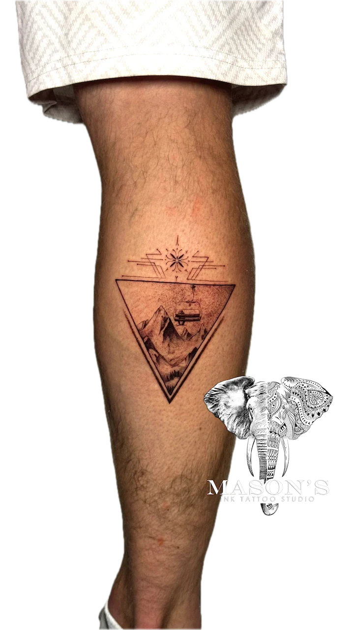 Black and Grey Trinity Tattoo Design by Mason's Ink Tattoo Studio, Bali