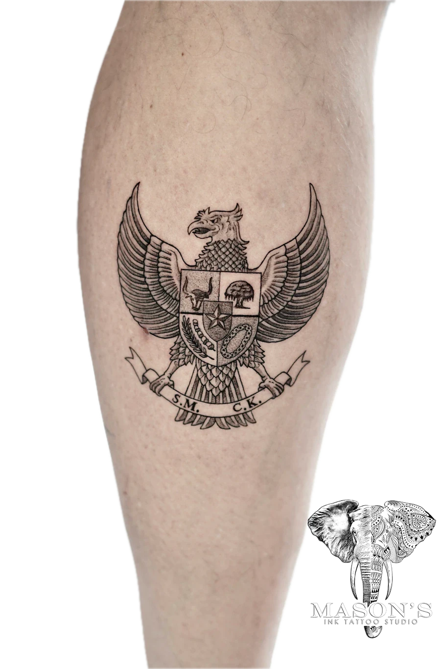 Black and Grey A Symbol Of Unity In Eagle Tattoo Design - Black & Grey tattoo by Mason's Ink Tattoo Studio, Bali