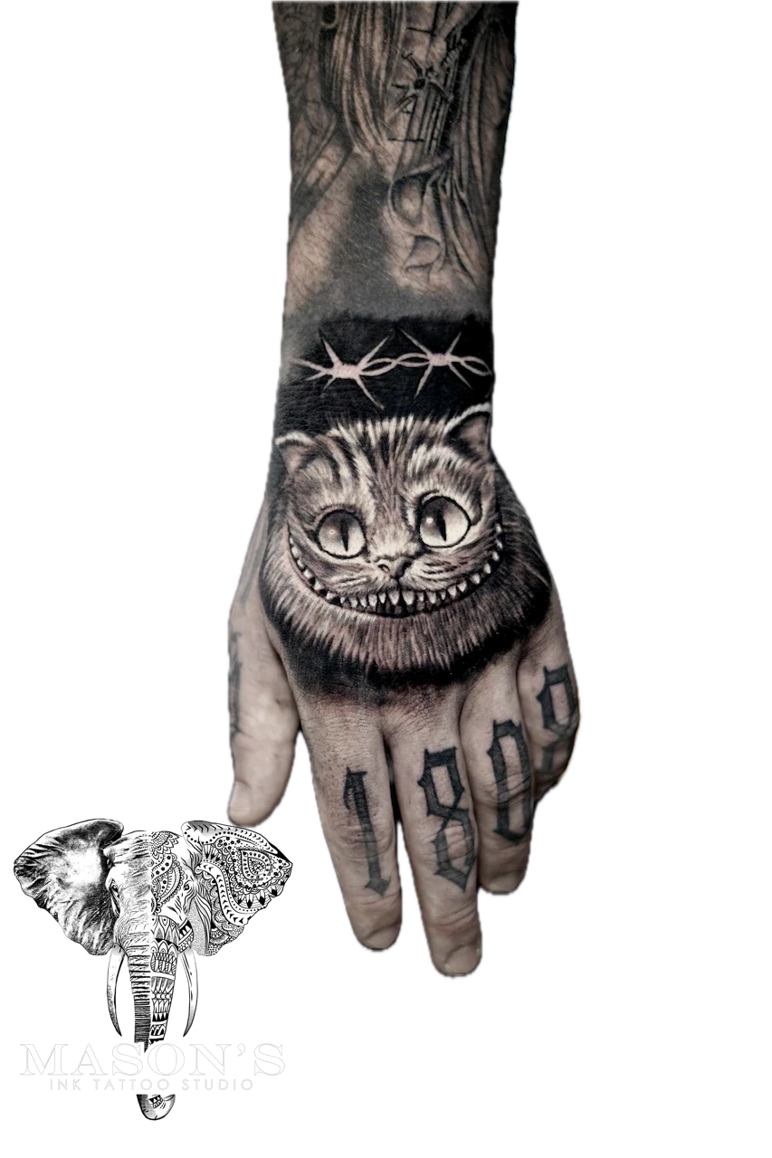 Realism Black and Grey Tattoo Style Cat by Mason's Ink Tattoo Studio, Bali