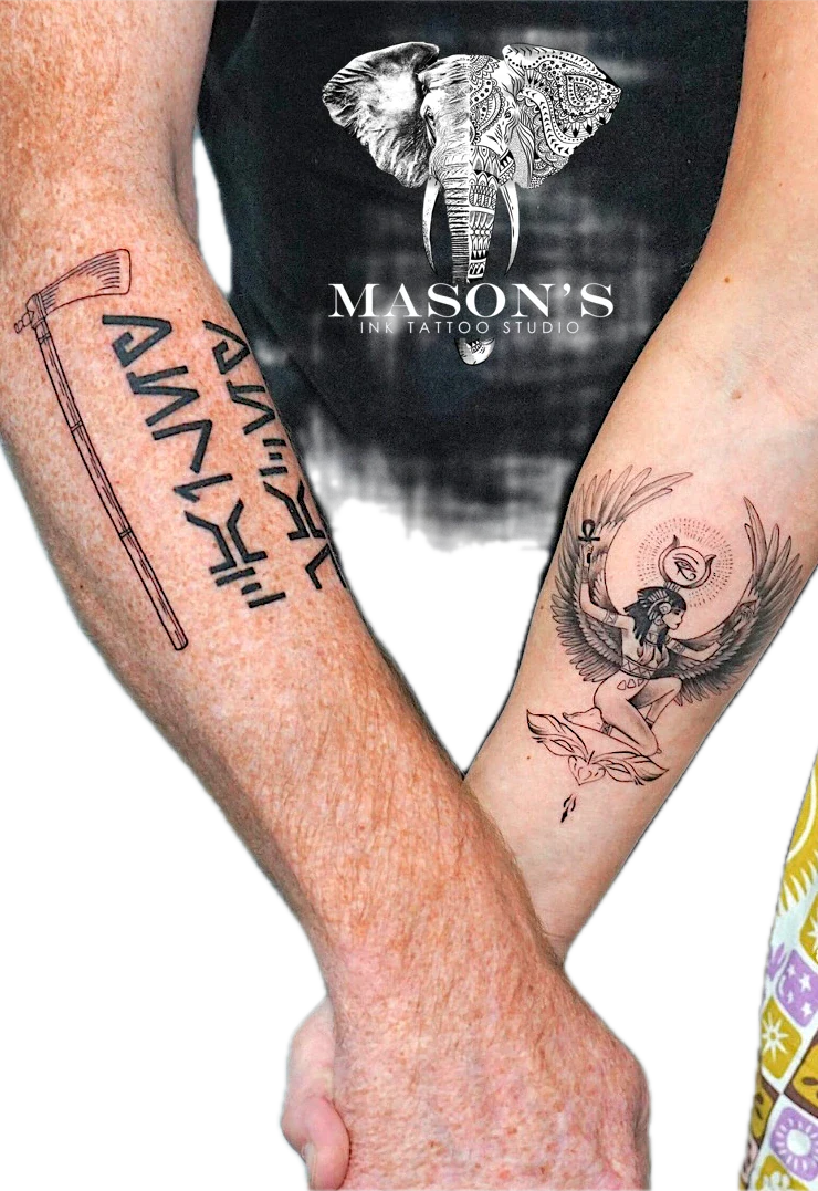 Mythology Realistic Cleopatra Pyramid tattoo by Mason's Ink Tattoo Studio, Bali