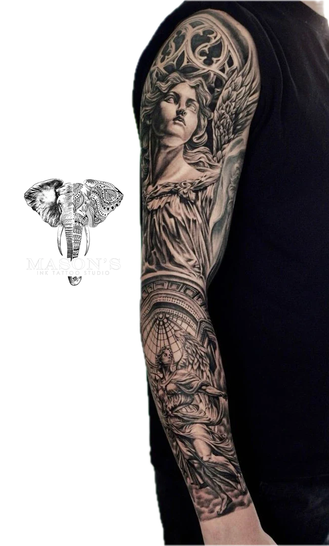 Mythology Realistic Vienna Angel tattoo by Mason's Ink Tattoo Studio, Bali