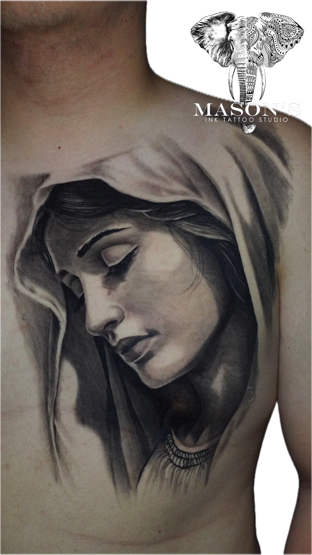 Portait Woman tattoo by Mason's Ink Tattoo Studio, Bali
