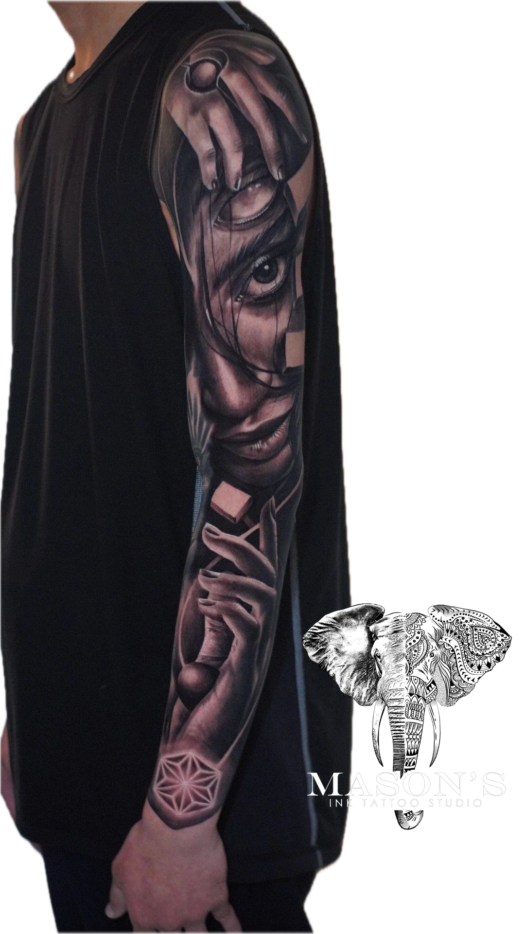 Realism Woman tattoo by Mason's Ink Tattoo Studio, Bali