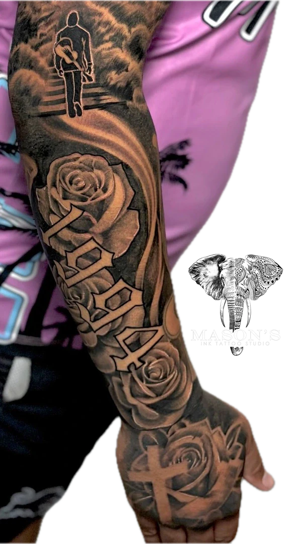 Rose Realism tattoo by Mason's Ink Tattoo Studio, Bali