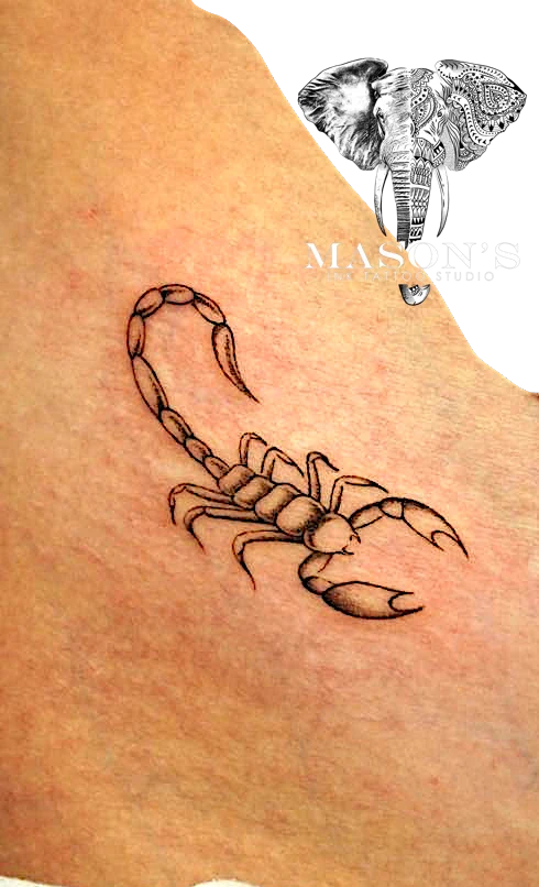 Scorpion Realism tattoo by Mason's Ink Tattoo Studio, Bali