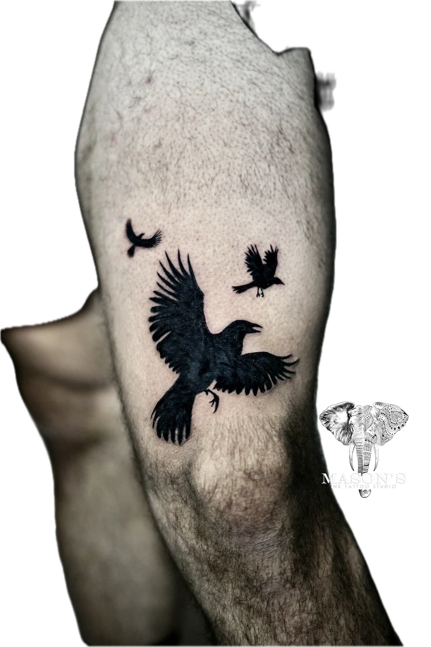 Black Work Bird Tattoo Design - Blackwork tattoo by Mason's Ink Tattoo Studio, Bali