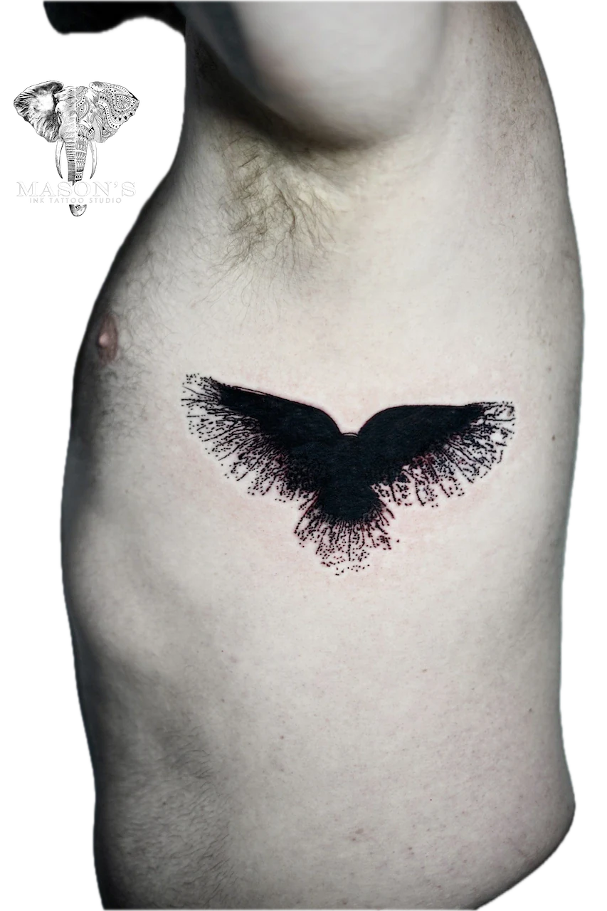 Black Work Eagle Tattoo Design - Blackwork tattoo by Mason's Ink Tattoo Studio, Bali