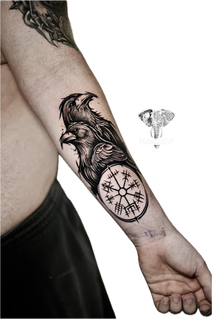 Blackwork Bird and Script Tattoo Design - Blackwork tattoo by Mason's Ink Tattoo Studio, Bali