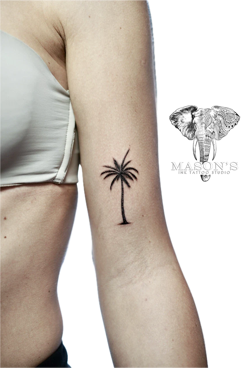 Blackwork Palm Tree Tattoo Design - Blackwork tattoo by Mason's Ink Tattoo Studio, Bali