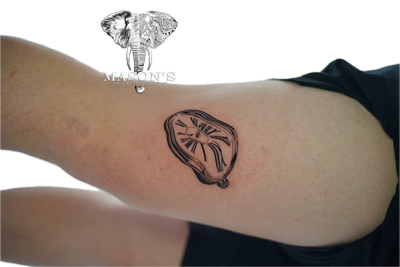 Blackwork Pocket Watch Tattoo Design - Blackwork tattoo by Mason's Ink Tattoo Studio, Bali