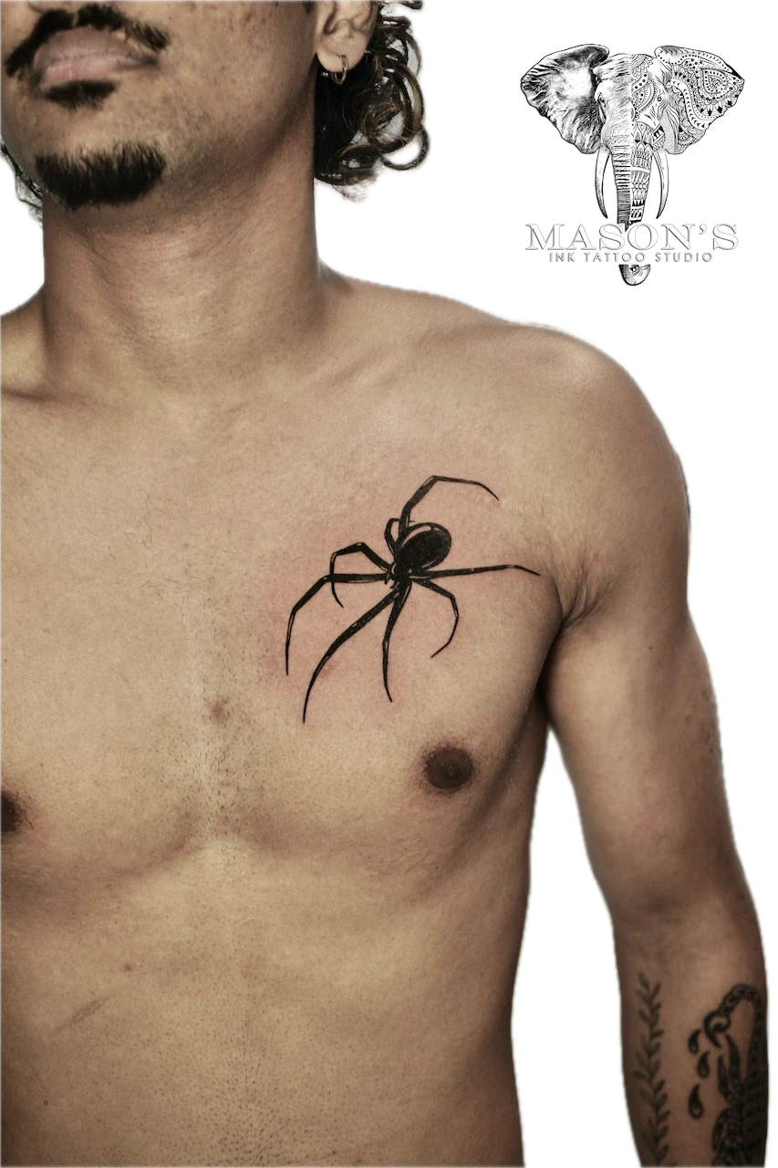 Blackwork Spider Tattoo Design - Blackwork tattoo by Mason's Ink Tattoo Studio, Bali