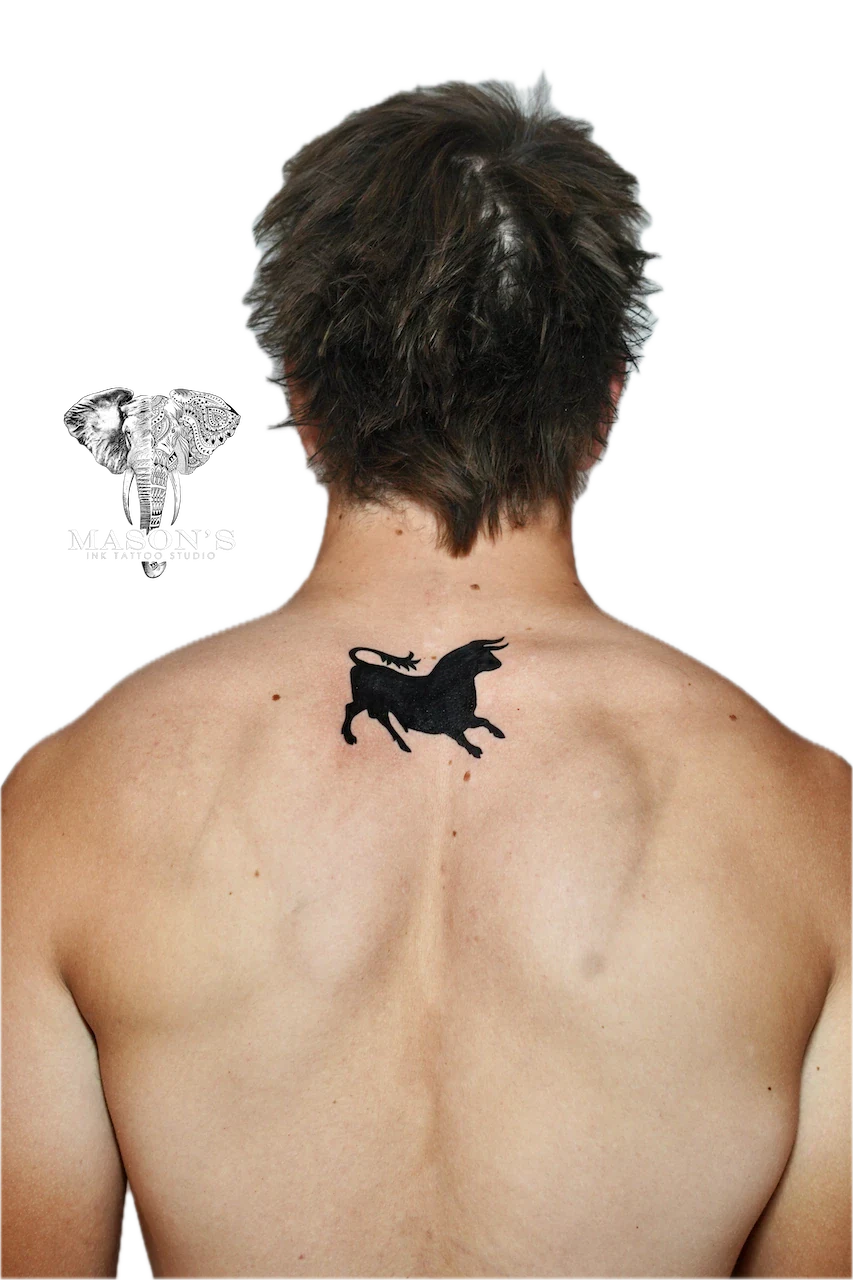 Bold Blackwork Bull Tattoo Design - Blackwork tattoo by Mason's Ink Tattoo Studio, Bali