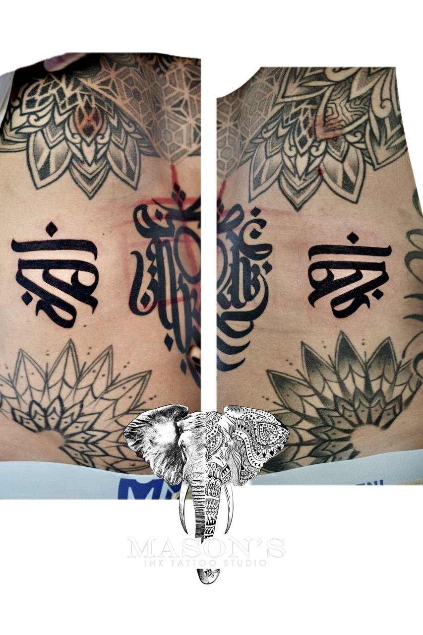 Japanese Blackwork Tattoo Design by Mason's Ink Tattoo Studio, Bali