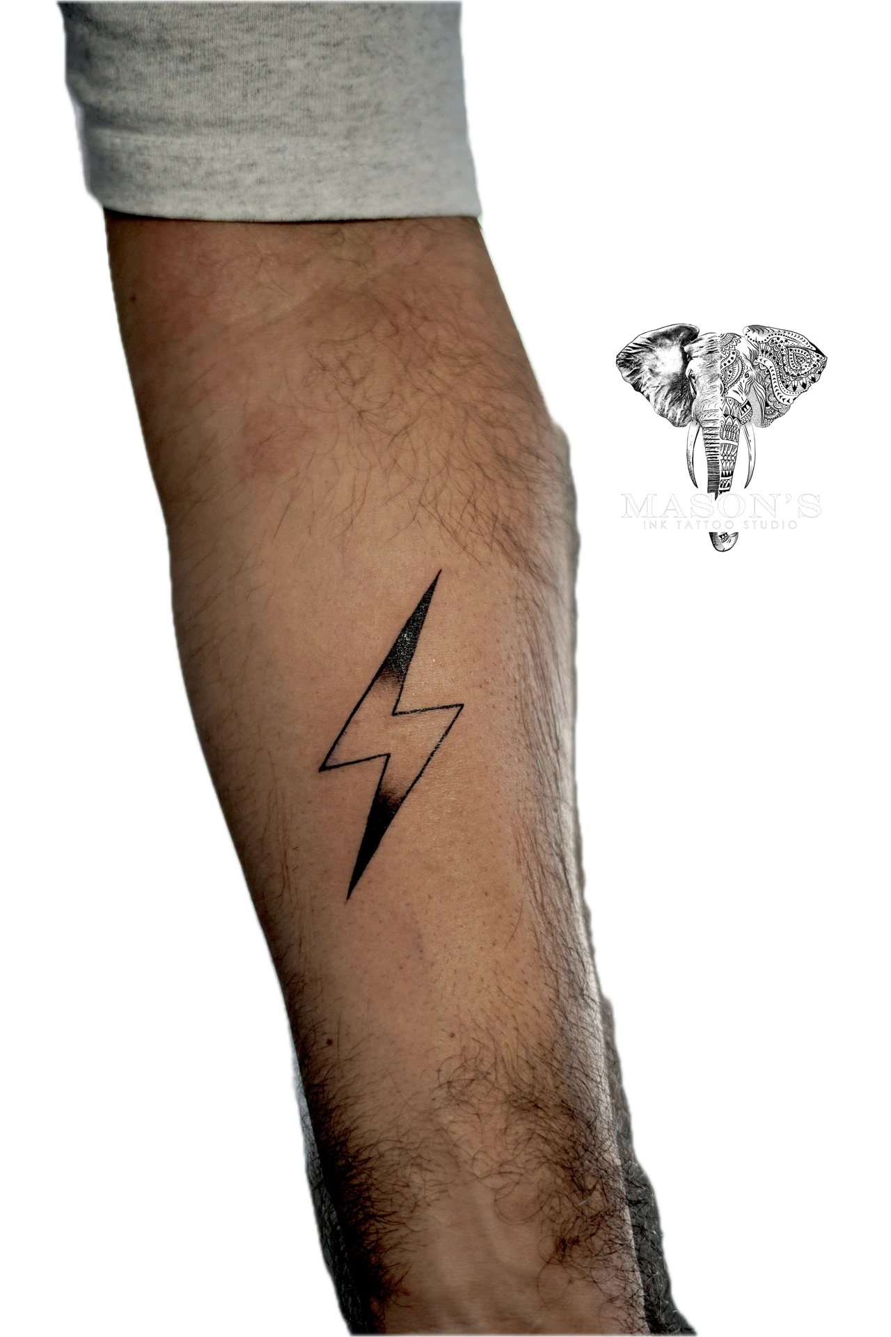 Black Work Thunder tattoo by Mason's Ink Tattoo Studio, Bali