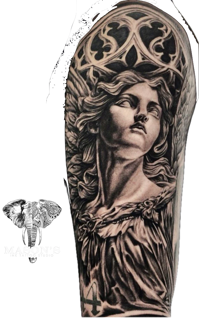 Mythology Realistic Face Art tattoo by Mason's Ink Tattoo Studio, Bali