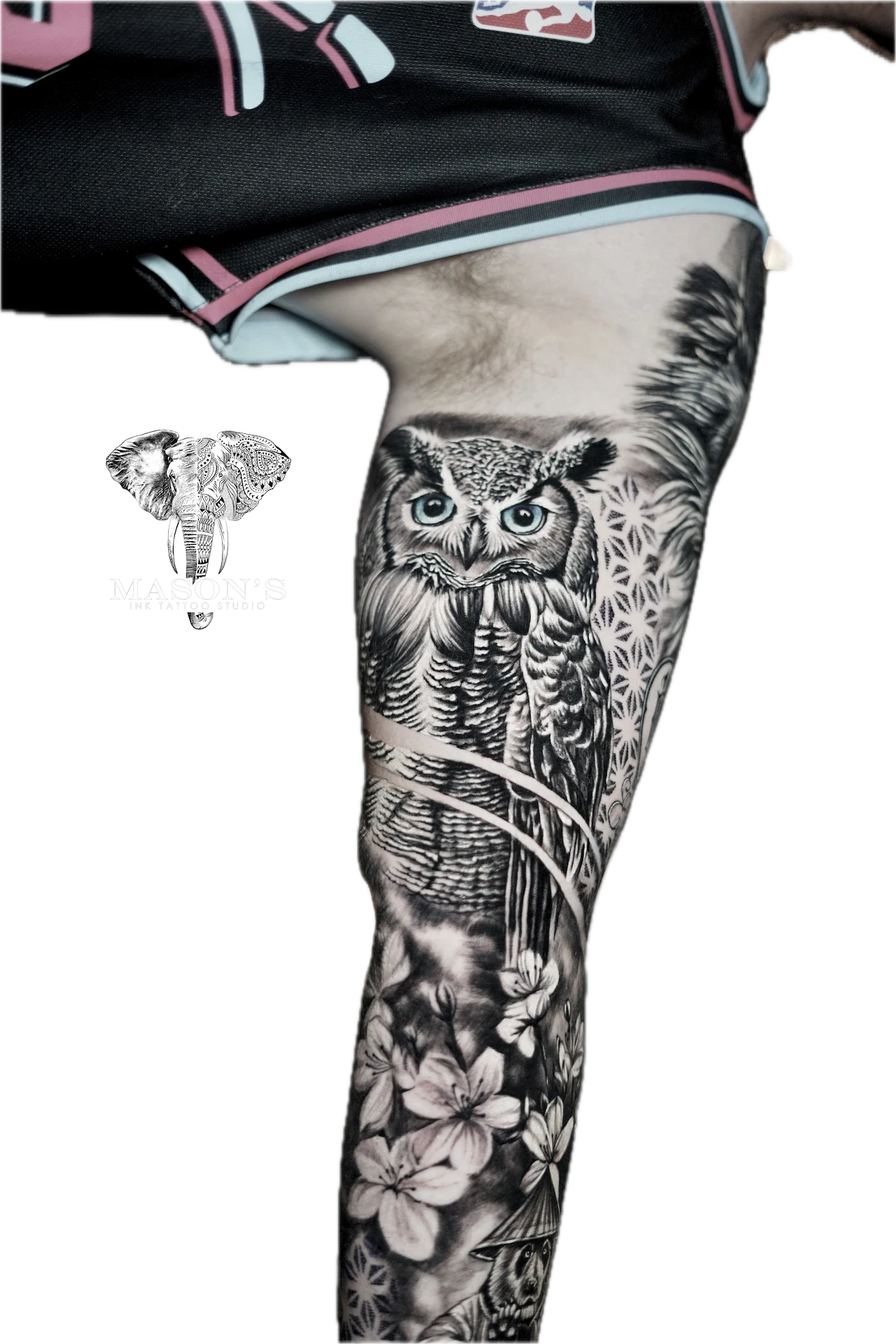 Realism Owl tattoo by Mason's Ink Tattoo Studio, Bali