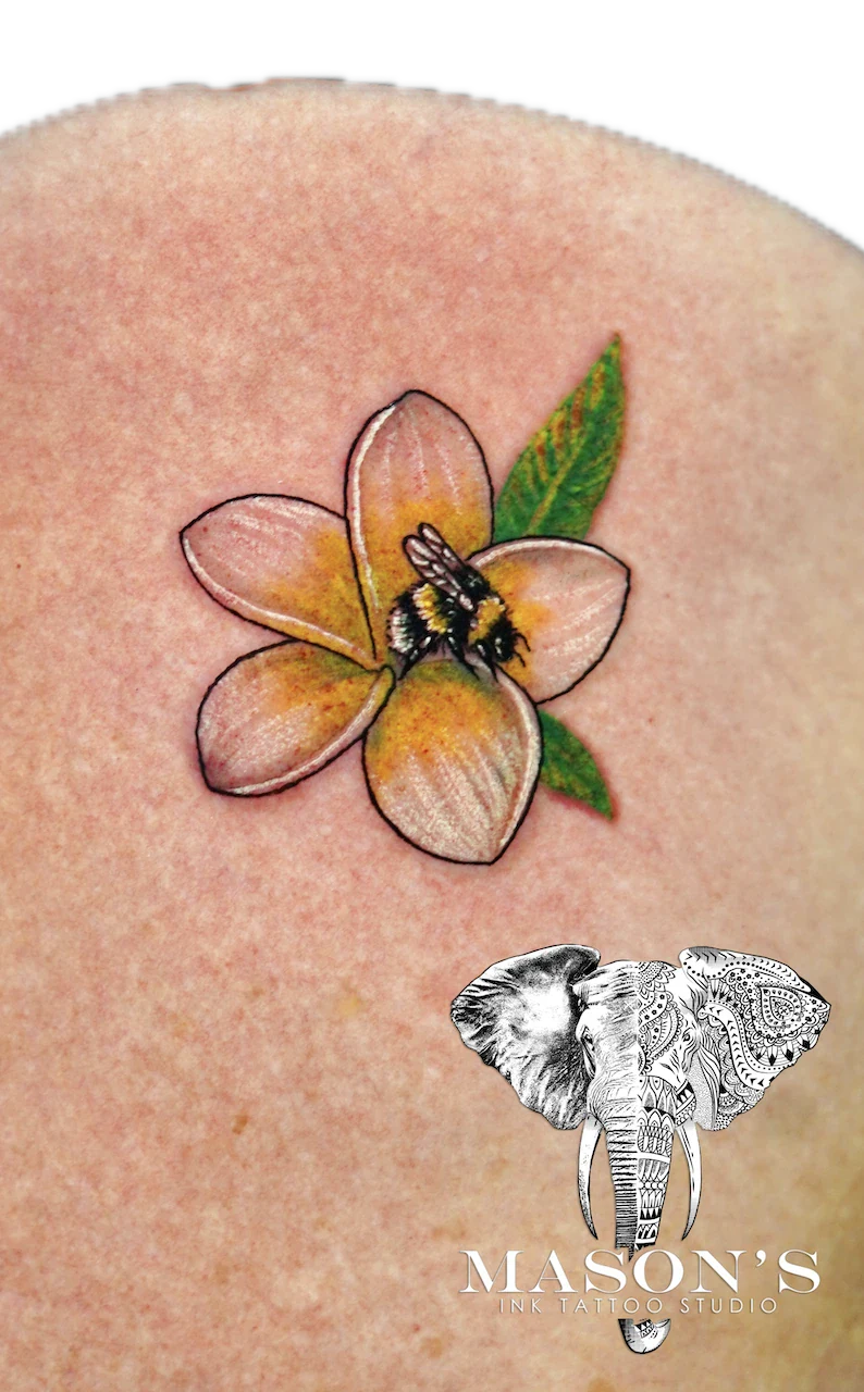 Color Floral Flower Tattoo Design by Mason's Ink Tattoo Studio, Bali