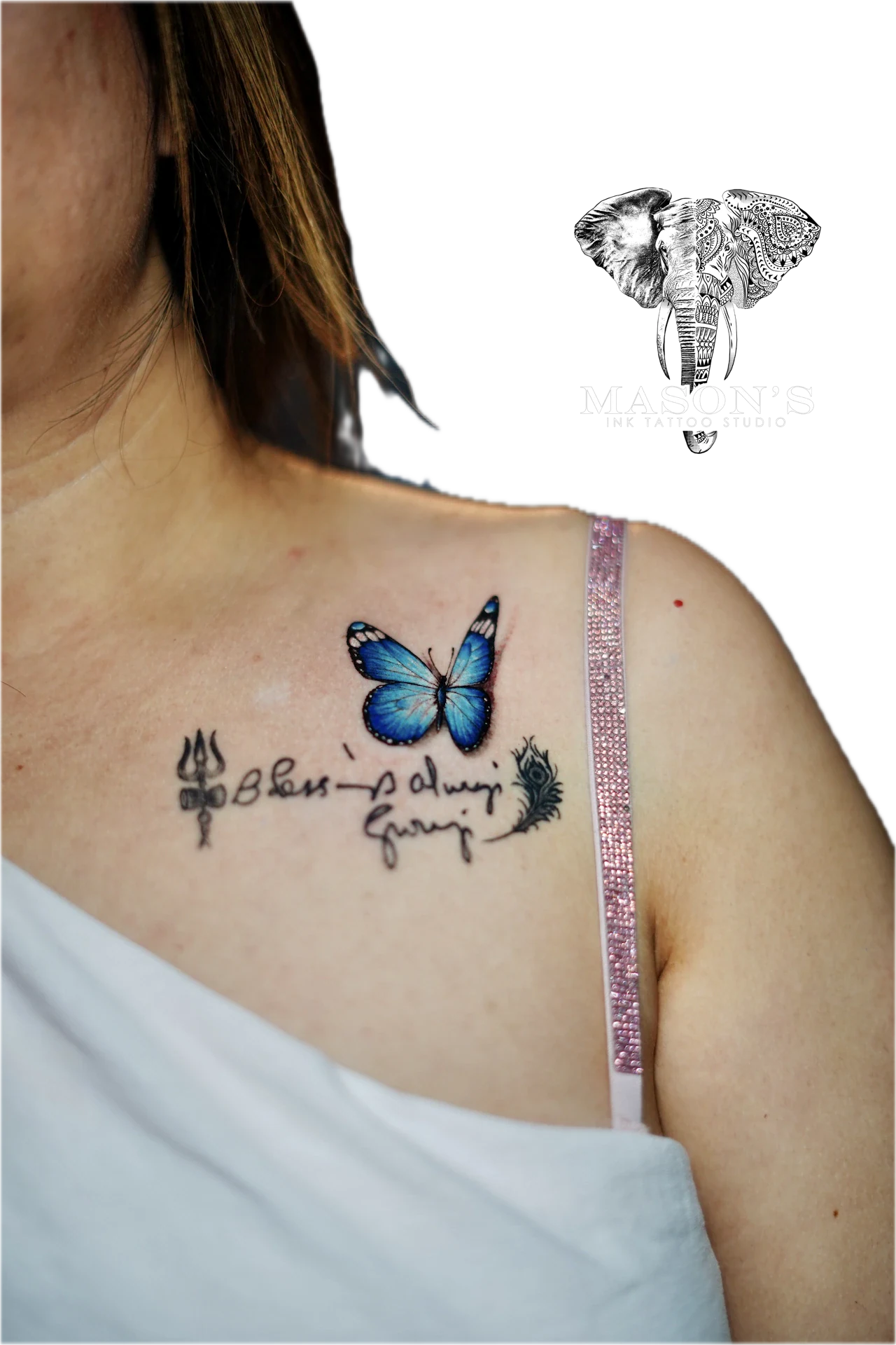 3d Color Butterfly Tattoo by Mason's Ink Tattoo Studio, Bali