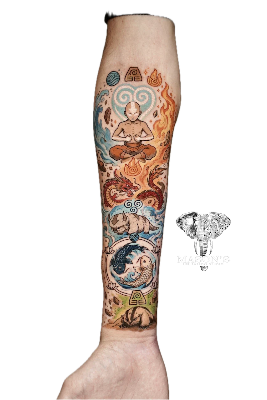 Color Avatar Inspired Tattoo Design - Colour tattoo by Mason's Ink Tattoo Studio, Bali