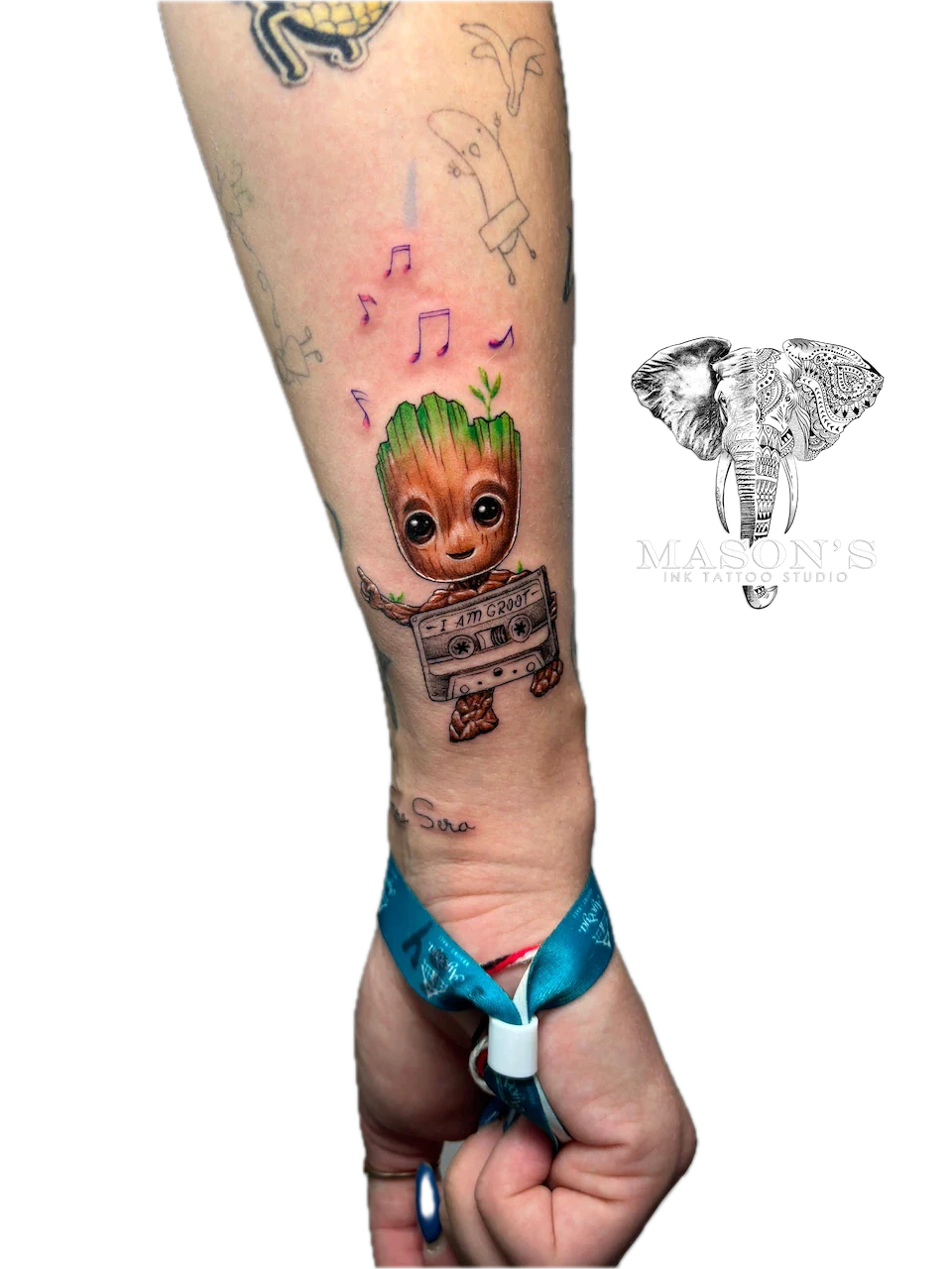 Color Baby Groot Tattoo Design - Colour tattoo by Mason's Ink Tattoo Studio, Bali