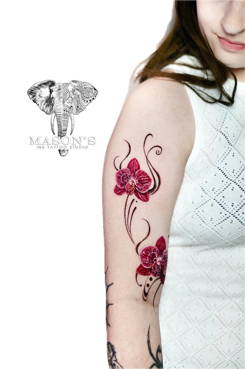 Color Floral Realism Tattoo Design - Colour tattoo by Mason's Ink Tattoo Studio, Bali