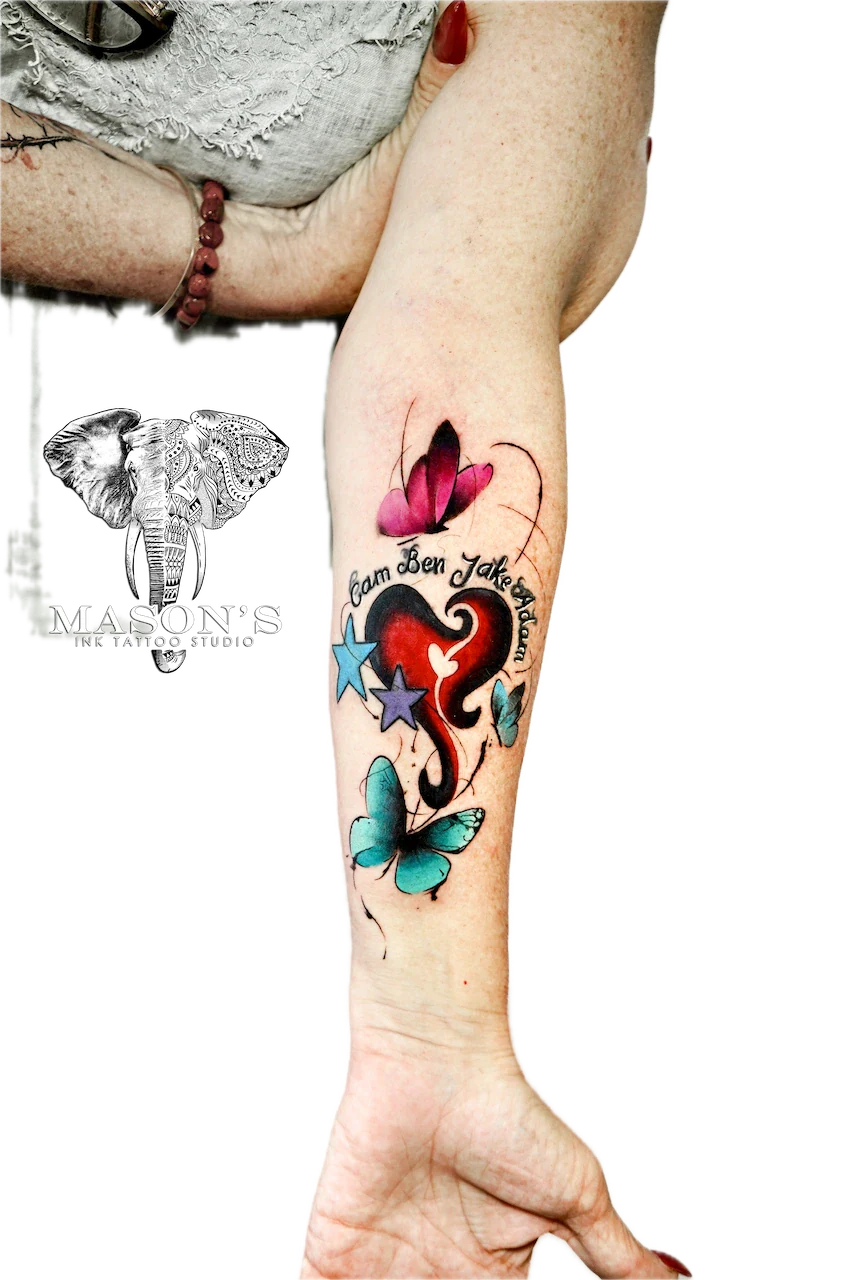 Color Love Script Tattoo Design - Colour tattoo by Mason's Ink Tattoo Studio, Bali