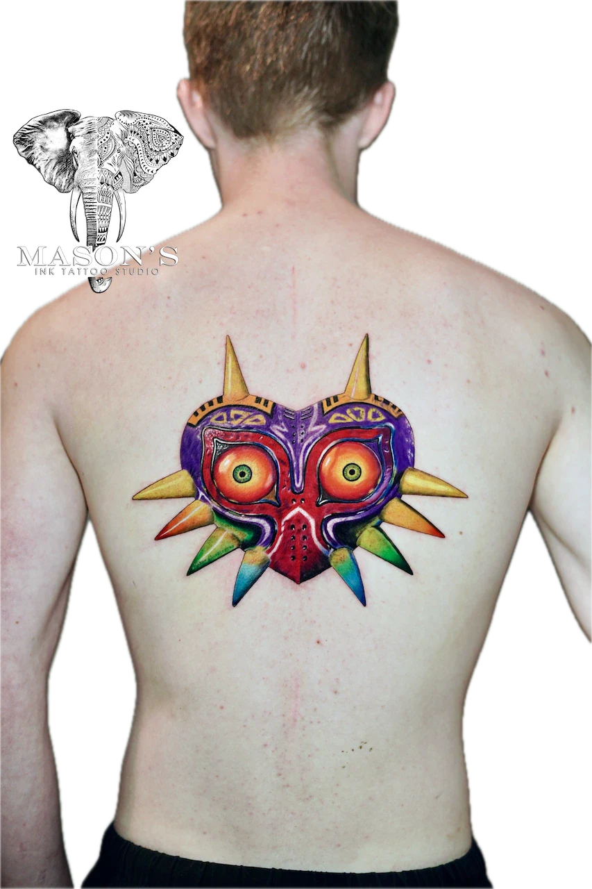 Color Majora’s Mask Tattoo Design - Colour tattoo by Mason's Ink Tattoo Studio, Bali