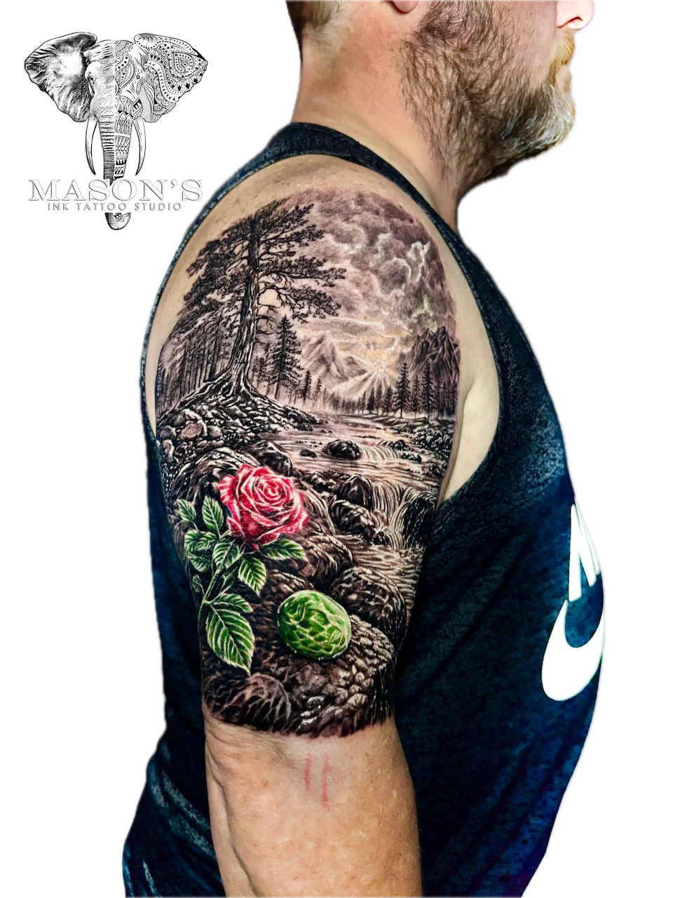 Color River Landscape Tattoo Design - Colour tattoo by Mason's Ink Tattoo Studio, Bali