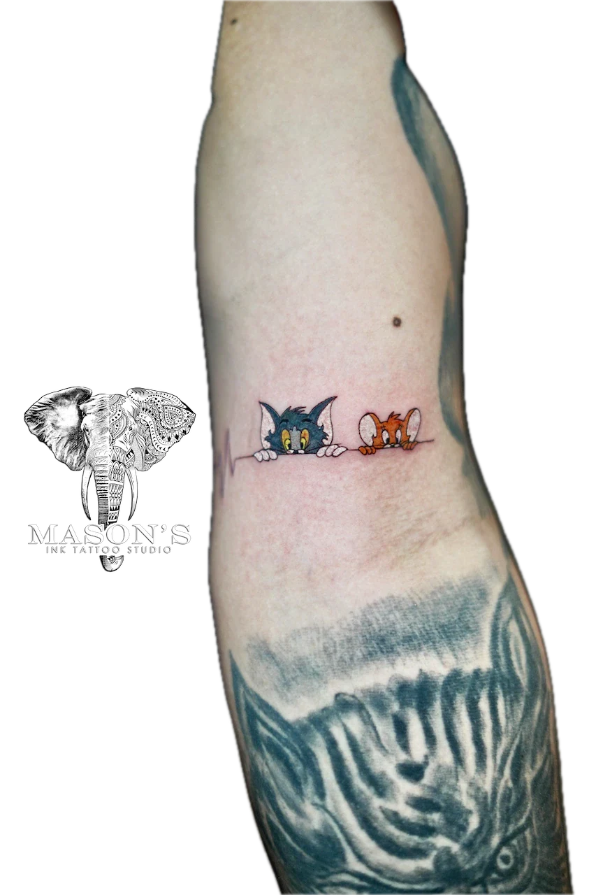 Color Tom and Jerry Tattoo Design - Colour tattoo by Mason's Ink Tattoo Studio, Bali
